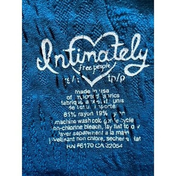 FREE PEOPLE INTIMATELY ONE SHOULDER BLUE TEXTURED PAISLEY, BOHO, SMALL - Picture 3 of 3